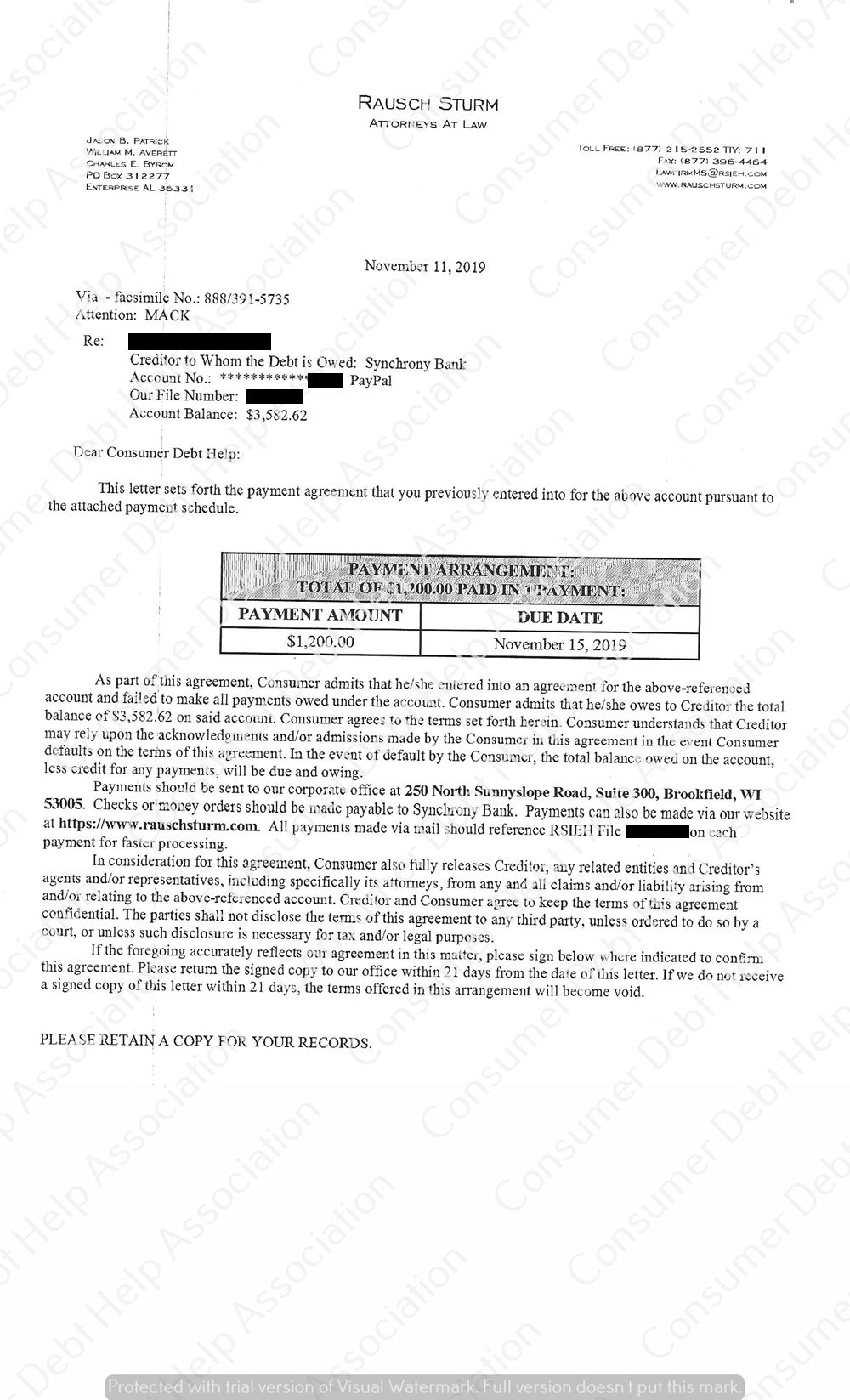 Settlement Letter From PayPal Synchrony Bank Consumer DEBT HELP