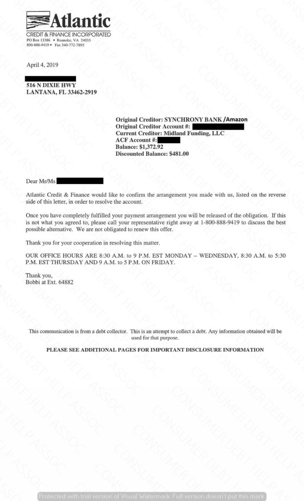 Settlement Letter From Amazon Synchrony Bank Consumer DEBT HELP 
